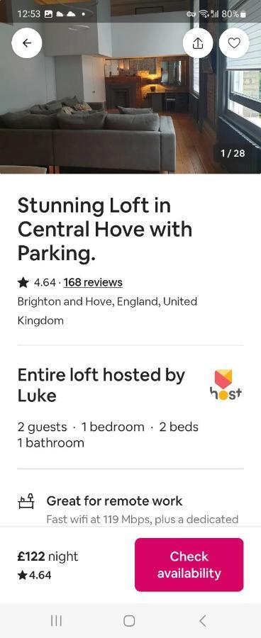 Ferienwohnung 22 Stunning Large Loft - Great Location - Free Onsite Parking - Garden View- Quiet Hove Exterior foto